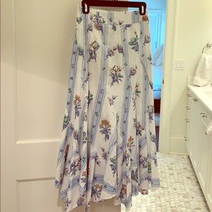 Ankle length floral and striped skirt